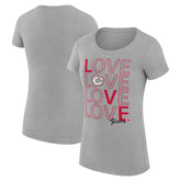 Cincinnati Reds G-III 4Her by Carl Banks Women's Super-Slim Fit Lightweight Love Graphic Team T-Shirt - Heather Gray T-shirts