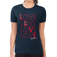 Cleveland Guardians G-III 4Her by Carl Banks Women's Super-Slim Fit Lightweight Love Graphic Team T-Shirt - Navy T-shirts