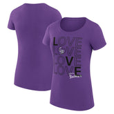 Colorado Rockies G-III 4Her by Carl Banks Women's Super-Slim Fit Lightweight Love Graphic Team T-Shirt - Purple T-shirts
