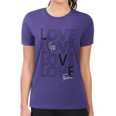 Colorado Rockies G-III 4Her by Carl Banks Women's Super-Slim Fit Lightweight Love Graphic Team T-Shirt - Purple T-shirts