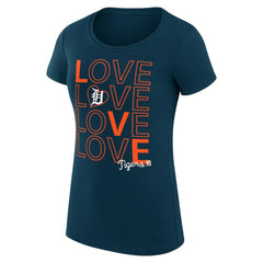 Detroit Tigers G-III 4Her by Carl Banks Women's Super-Slim Fit Lightweight Love Graphic Team T-Shirt - Navy T-shirts