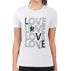 Miami Marlins G-III 4Her by Carl Banks Women's Super-Slim Fit Lightweight Love Graphic Team T-Shirt - White T-shirts