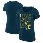 Milwaukee Brewers G-III 4Her by Carl Banks Women's Super-Slim Fit Lightweight Love Graphic Team T-Shirt - Navy T-shirts