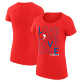 Philadelphia Phillies G-III 4Her by Carl Banks Women's Super-Slim Fit Lightweight Love Graphic Team T-Shirt - Red T-shirts