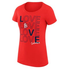 St. Louis Cardinals G-III 4Her by Carl Banks Women's Super-Slim Fit Lightweight Love Graphic Team T-Shirt - Red T-shirts