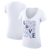 Chicago Cubs G-III 4Her by Carl Banks Women's Super-Slim Fit Lightweight Love Graphic Team V-Neck T-Shirt - White T-shirts