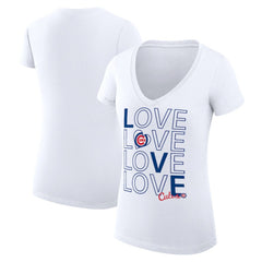 Chicago Cubs G-III 4Her by Carl Banks Women's Super-Slim Fit Lightweight Love Graphic Team V-Neck T-Shirt - White T-shirts