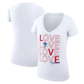 Philadelphia Phillies G-III 4Her by Carl Banks Women's Super-Slim Fit Lightweight Love Graphic Team V-Neck T-Shirt - White T-shirts