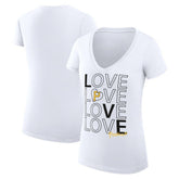 Pittsburgh Pirates G-III 4Her by Carl Banks Women's Super-Slim Fit Lightweight Love Graphic Team V-Neck T-Shirt - White T-shirts