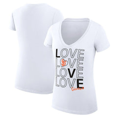San Francisco Giants G-III 4Her by Carl Banks Women's Super-Slim Fit Lightweight Love Graphic Team V-Neck T-Shirt - White T-shirts