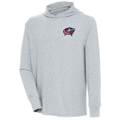 NHL Columbus Blue Jackets Antigua Saga Pullover Hoodie - Heather Gray