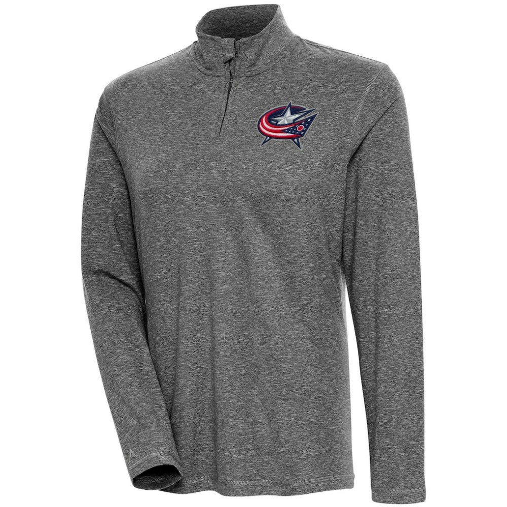 NHL Columbus Blue Jackets Antigua Women's Confront Quarter-Zip Pullover Top - Heather Black