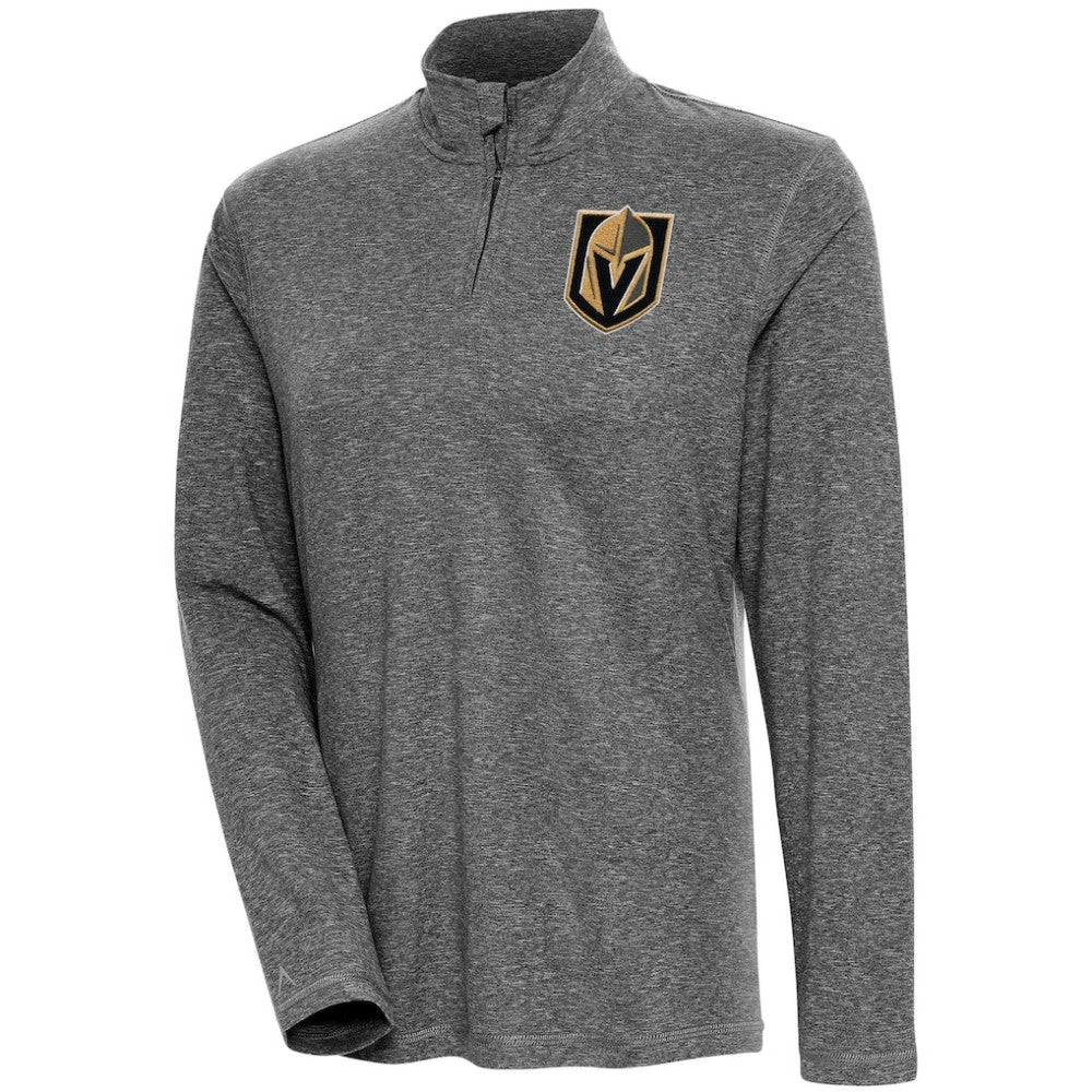 NHL Vegas Golden Knights Antigua Women's Confront Quarter-Zip Pullover Top - Heather Black