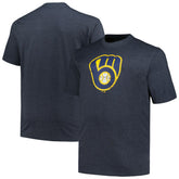 Milwaukee Brewers Profile Big & Tall Weathered Logo T-Shirt - Heather Navy T-shirts