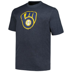Milwaukee Brewers Profile Big & Tall Weathered Logo T-Shirt - Heather Navy T-shirts