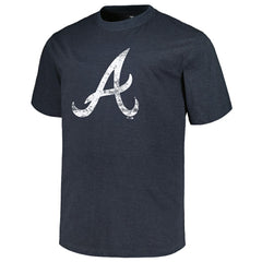 Atlanta Braves Profile Big & Tall Weathered Logo T-Shirt - Heather Navy T-shirts