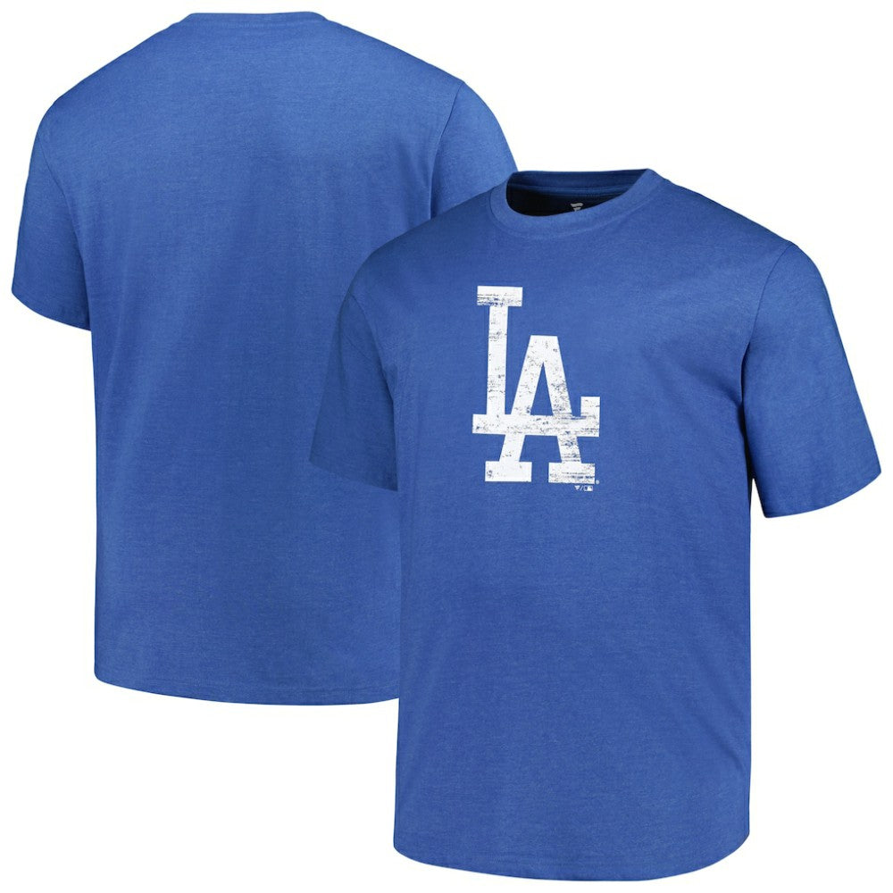 Los Angeles Dodgers Profile Big & Tall Weathered Logo T-Shirt - Heather Royal T-shirts
