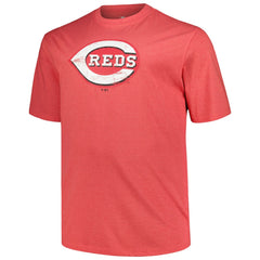 Cincinnati Reds Profile Big & Tall Weathered Logo T-Shirt - Heather Red T-shirts