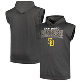 San Diego Padres Profile Big & Tall Muscle Sleeveless Pullover Hoodie - Heather Charcoal Hoodies