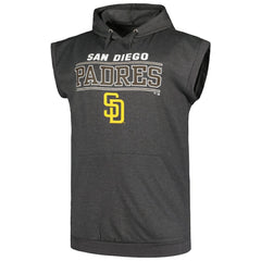 San Diego Padres Profile Big & Tall Muscle Sleeveless Pullover Hoodie - Heather Charcoal Hoodies