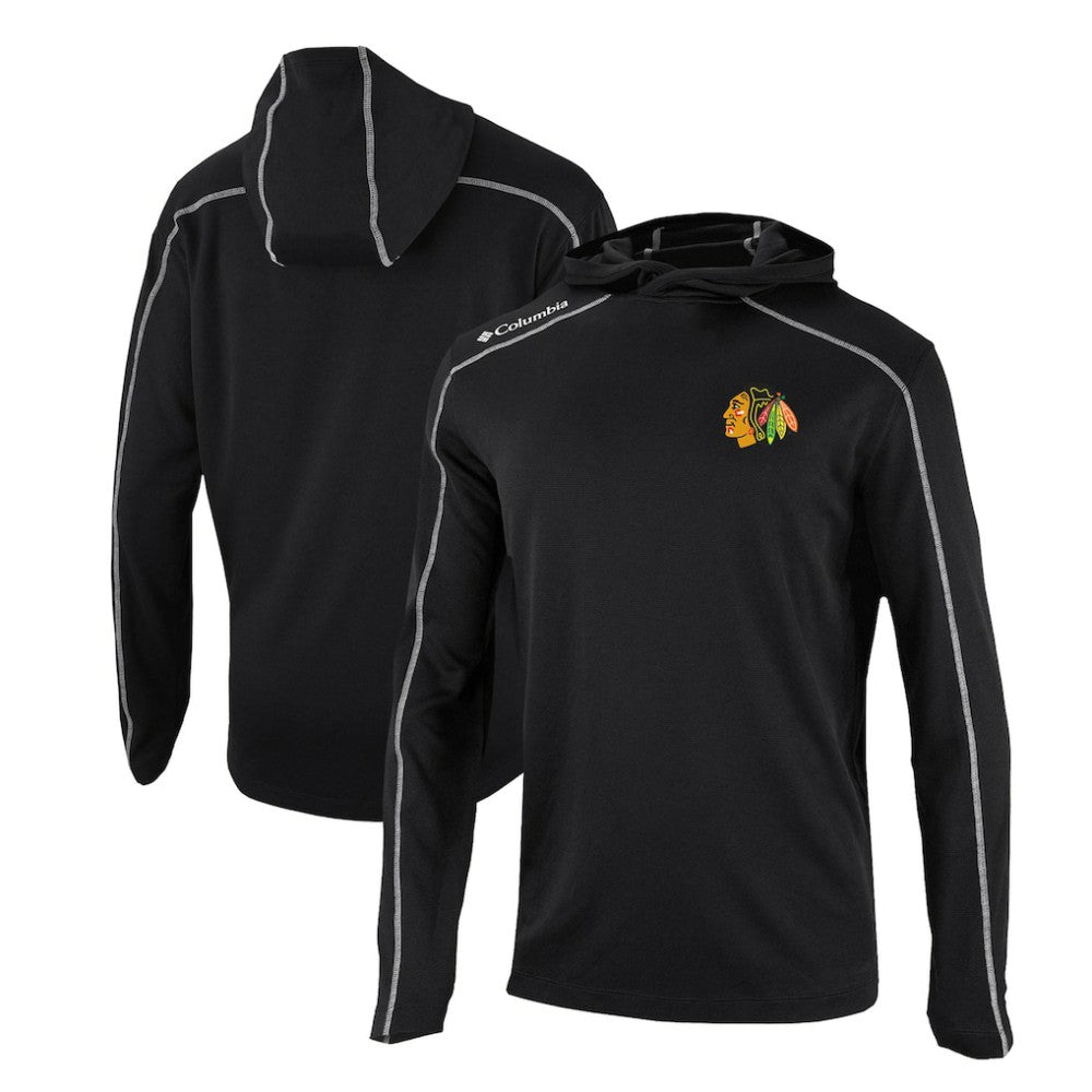 NHL Chicago Blackhawks Columbia Omni-Wick Shotgun Long Sleeve Hoodie T-Shirt - Black
