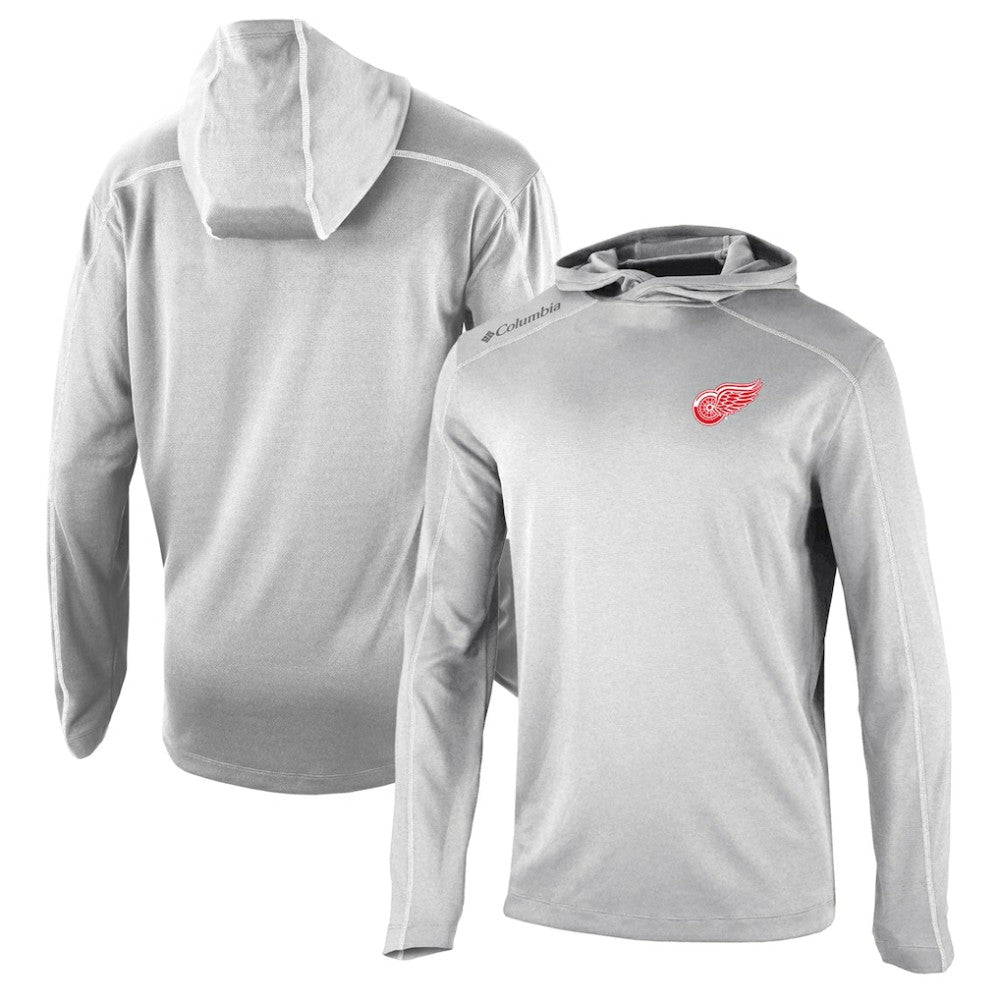 NHL Detroit Red Wings Columbia Omni-Wick Shotgun Long Sleeve Hoodie T-Shirt - Gray