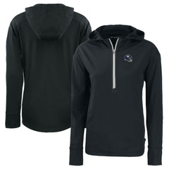 New York Giants Cutter & Buck Women's Helmet Daybreak Eco Recycled Half-Zip Hoodie Black