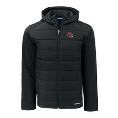 Kansas City Chiefs Cutter & Buck Helmet Evoke Hybrid Eco Softshell Recycled Full-Zip Hoodie Jacket Black
