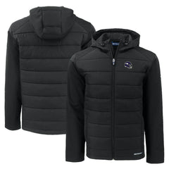 Minnesota Vikings Cutter & Buck Helmet Evoke Hybrid Eco Softshell Recycled Full-Zip Hoodie Jacket Black