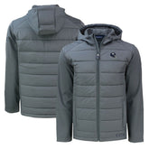 New York Giants Cutter & Buck Helmet Evoke Hybrid Eco Softshell Recycled Full-Zip Hoodie Jacket Gray