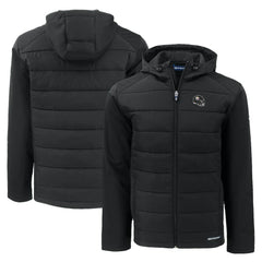 Pittsburgh Steelers Cutter & Buck Helmet Evoke Hybrid Eco Softshell Recycled Full-Zip Hoodie Jacket Black