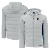 Washington Commanders Cutter & Buck Helmet Evoke Hybrid Eco Softshell Recycled Full-Zip Hoodie Jacket Gray