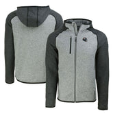 Denver Broncos Cutter & Buck Helmet Mainsail Sweater-Knit Full-Zip Hoodie Heather Gray/Heather Charcoal