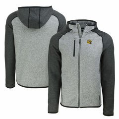Green Bay Packers Cutter & Buck Helmet Mainsail Sweater-Knit Full-Zip Hoodie Heather Gray/Heather Charcoal