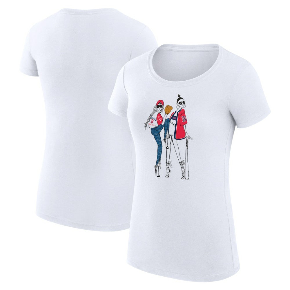 Boston Red Sox G-III 4Her by Carl Banks Women's Super-Slim Fit Lightweight Baseball Girls T-Shirt - White T-shirts