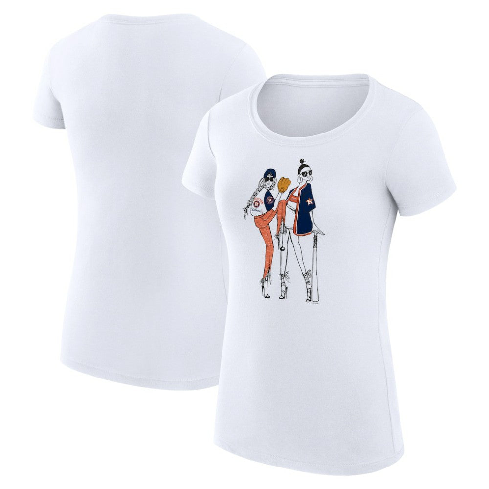 Houston Astros G-III 4Her by Carl Banks Women's Super-Slim Fit Lightweight Baseball Girls T-Shirt - White T-shirts