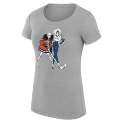 NHL Edmonton Oilers G-III 4Her by Carl Banks Women's Super-Slim Fit Lightweight Hockey Girls T-Shirt - Heather Gray