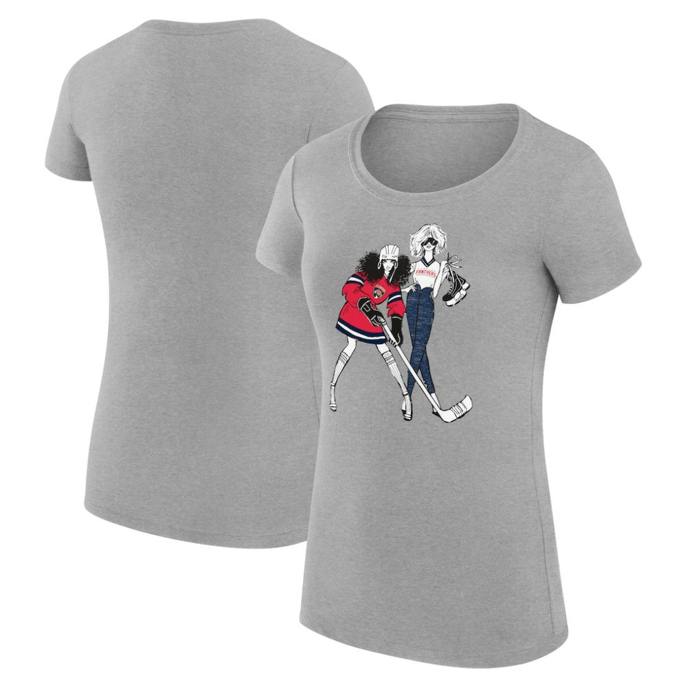 NHL Florida Panthers G-III 4Her by Carl Banks Women's Super-Slim Fit Lightweight Hockey Girls T-Shirt - Heather Gray