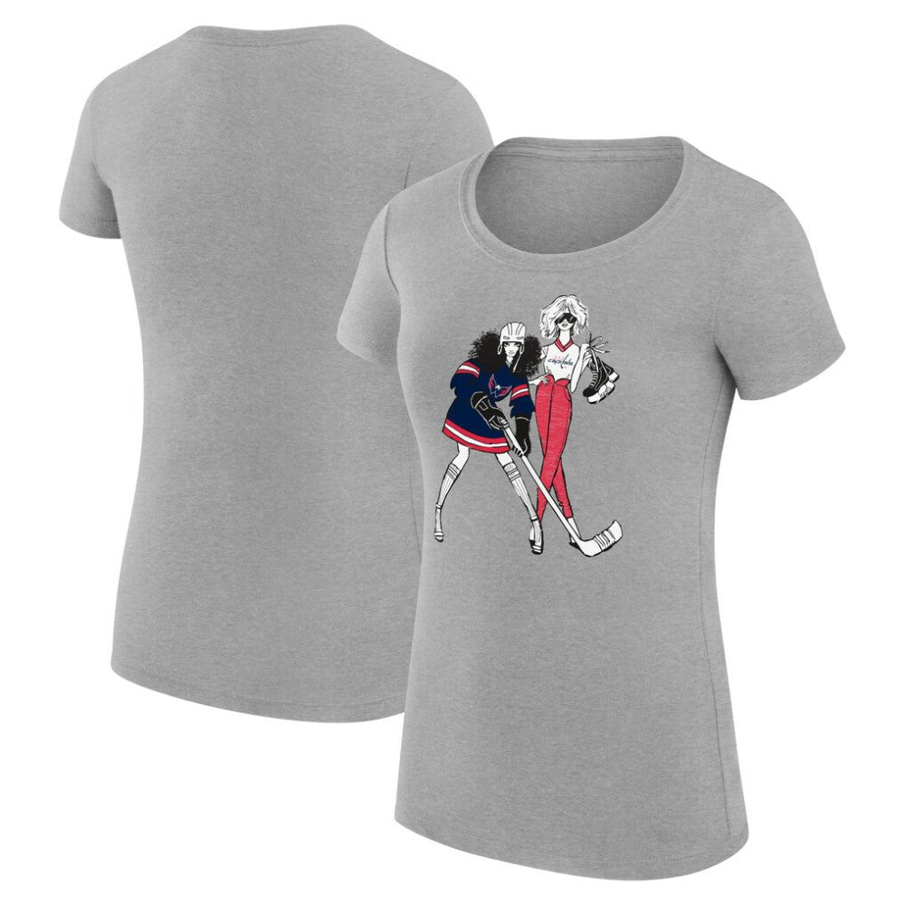 NHL Washington Capitals G-III 4Her by Carl Banks Women's Super-Slim Fit Lightweight Hockey Girls T-Shirt - Heather Gray