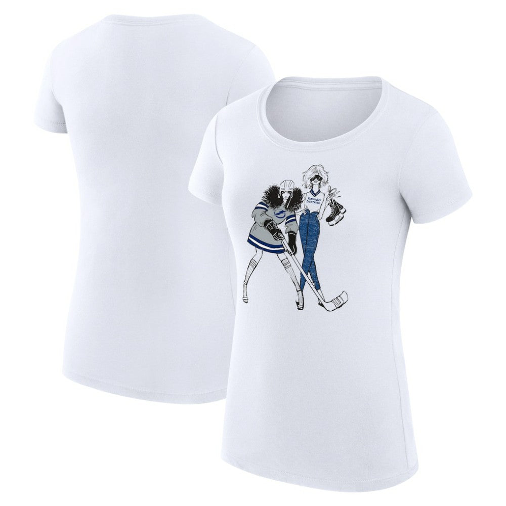 NHL Tampa Bay Lightning G-III 4Her by Carl Banks Women's Super-Slim Fit Lightweight Hockey Girls T-Shirt - White
