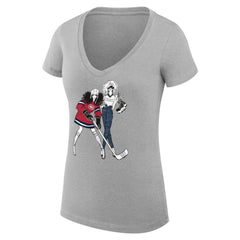 NHL Montreal Canadiens G-III 4Her by Carl Banks Women's Super-Slim Fit Lightweight Hockey Girls V-Neck T-Shirt - Heather Gray