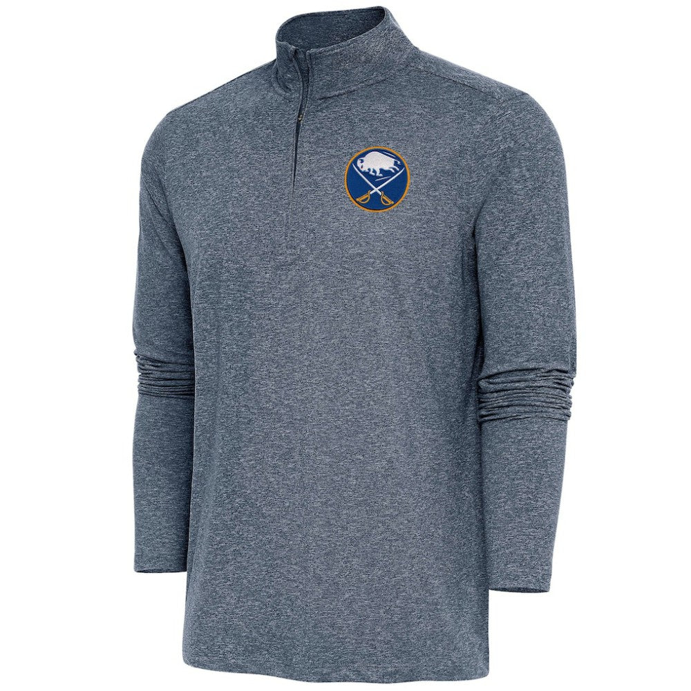 NHL Buffalo Sabres Antigua Hunk Quarter-Zip Pullover Top - Heather Navy