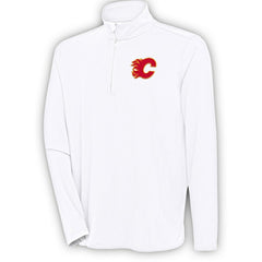 NHL Calgary Flames Antigua Hunk Quarter-Zip Pullover Top - White
