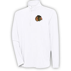 NHL Chicago Blackhawks Antigua Hunk Quarter-Zip Pullover Top - White