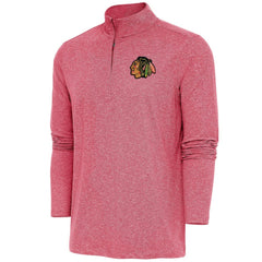 NHL Chicago Blackhawks Antigua Hunk Quarter-Zip Pullover Top - Heather Red