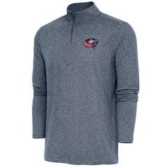 NHL Columbus Blue Jackets Antigua Hunk Quarter-Zip Pullover Top - Heather Navy