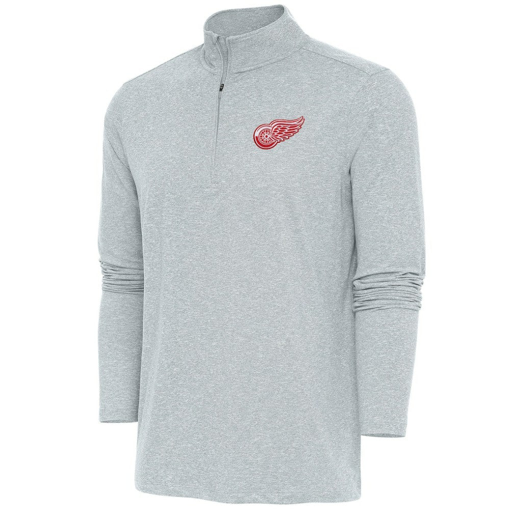 NHL Detroit Red Wings Antigua Hunk Quarter-Zip Pullover Top - Heather Gray