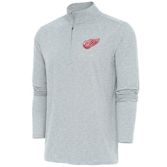 NHL Detroit Red Wings Antigua Hunk Quarter-Zip Pullover Top - Heather Gray