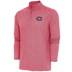 NHL Montreal Canadiens Antigua Hunk Quarter-Zip Pullover Top - Heather Red