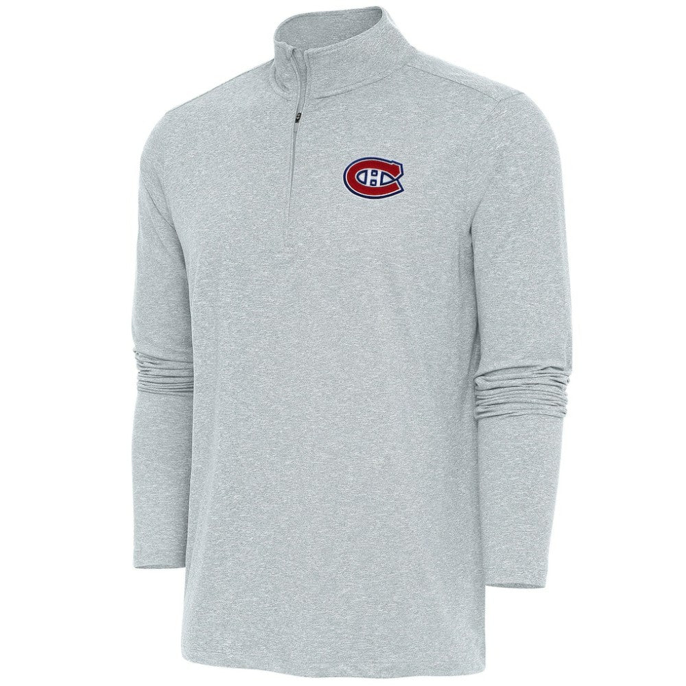 NHL Montreal Canadiens Antigua Hunk Quarter-Zip Pullover Top - Heather Gray